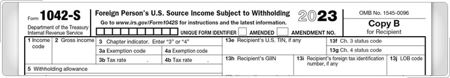 Top portion of Form 1042-S    