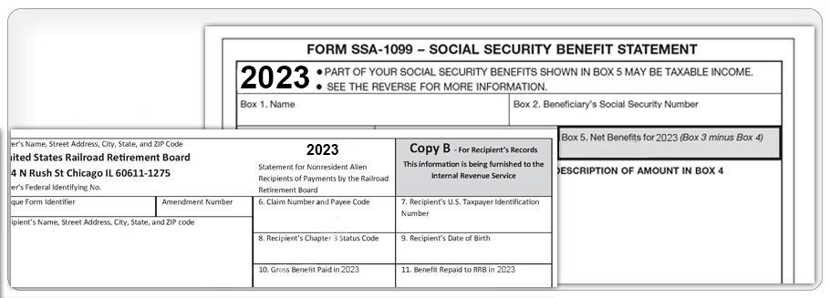 Forma SSA-1099 y Form RRB-1099.