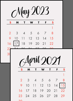 Abril calendarios a partir de cuatro años diferentes.
