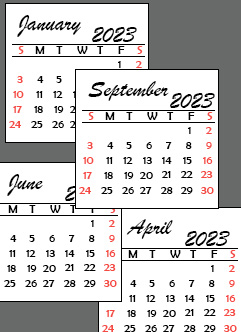 Calendario con 15 de abril, 15 de junio, 15 de septiembre y 15 de enero destacado.