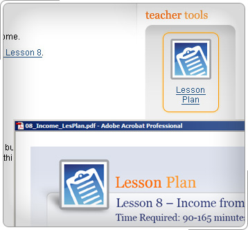 Link & Learn Taxes teacher lesson page.