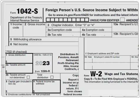 Form W-2 , Form 1099-R and Form 1042-S