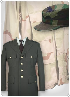 Collage of military uniforms.