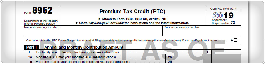 Gráfico que muestra el crédito tributario de la Forma 8962 Premium.
