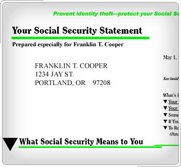 Parte de la Declaración de Seguridad Social de Franklin T. Cooper.