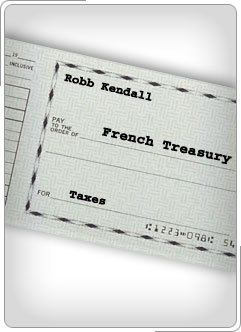 Cheque hecho a la Tesorería francesa, por impuestos.
