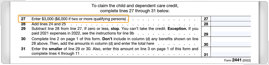 Parte de Formulario 2441 ue muestra el límite de gastos.