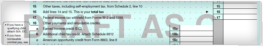 Formulario 1040 que muestra la línea 46.