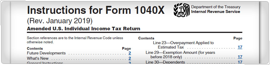 Instrucciones de Form 1040X.